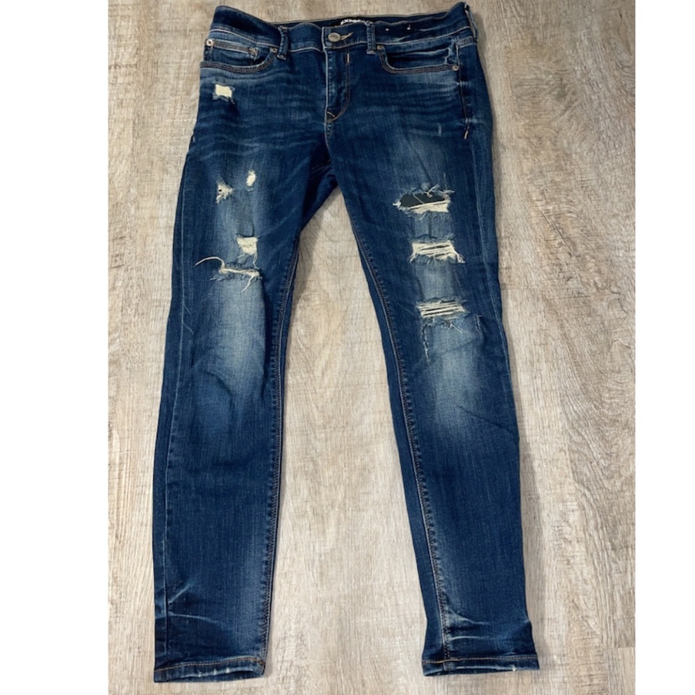 Express Mid-Rise Stretch Distressed Jeans Size 4